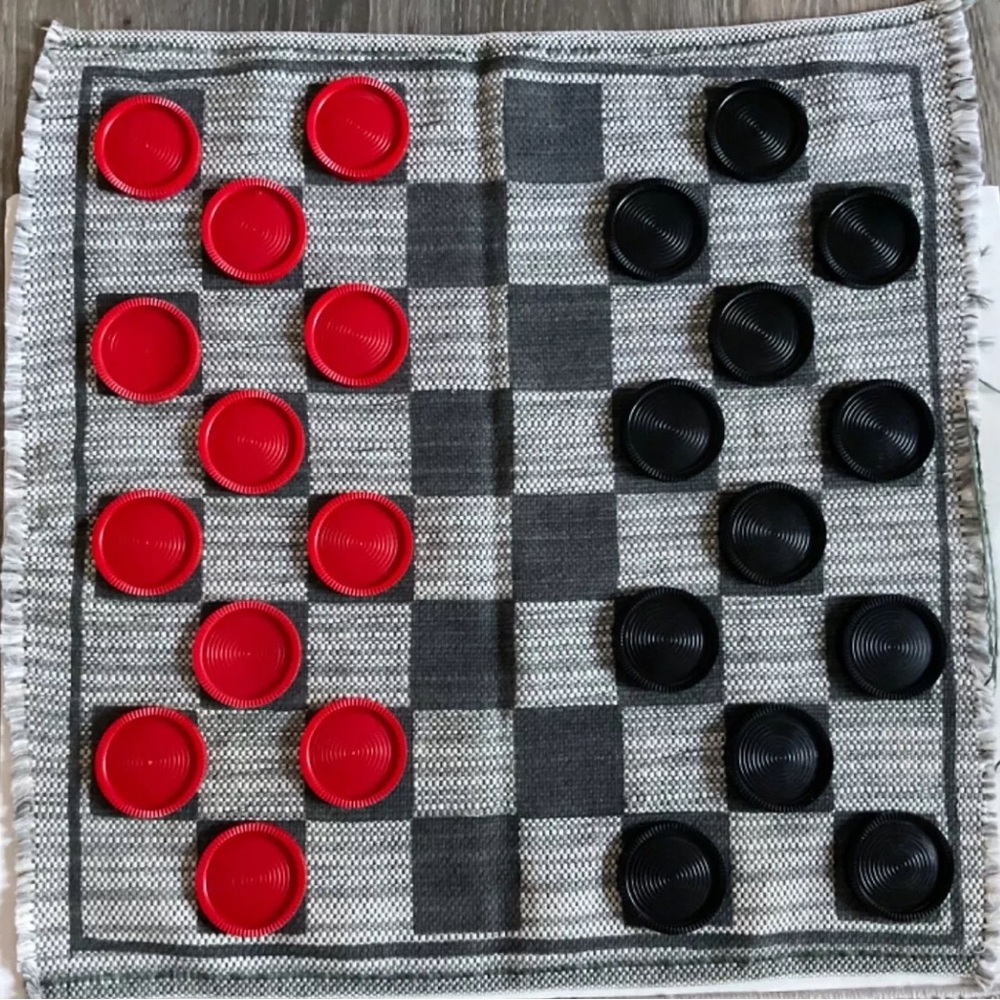 Classic Red and Black Checkers and Tic Tac Toe Set size Board size 28 X 28